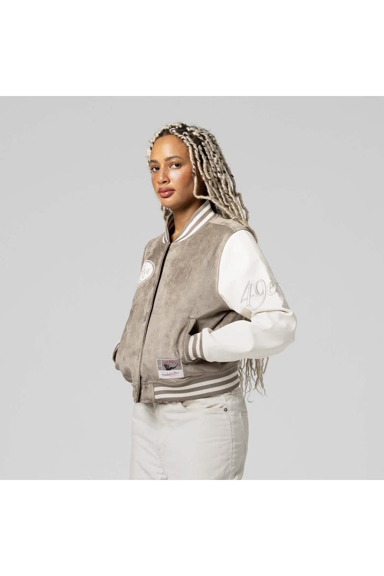 Women's Mitchell & Ness  Tan San Francisco 49ers Full-Snap Varsity Jacket, Alternate, color, Tan