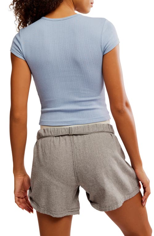 Free People Wait A Minute Rib Baby T-shirt In Blue
