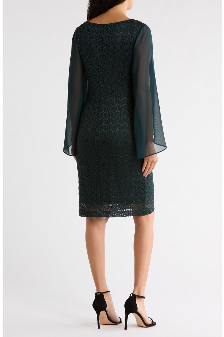 Cape Sleeve Chevron Dress, Alternate, color, HUNTER