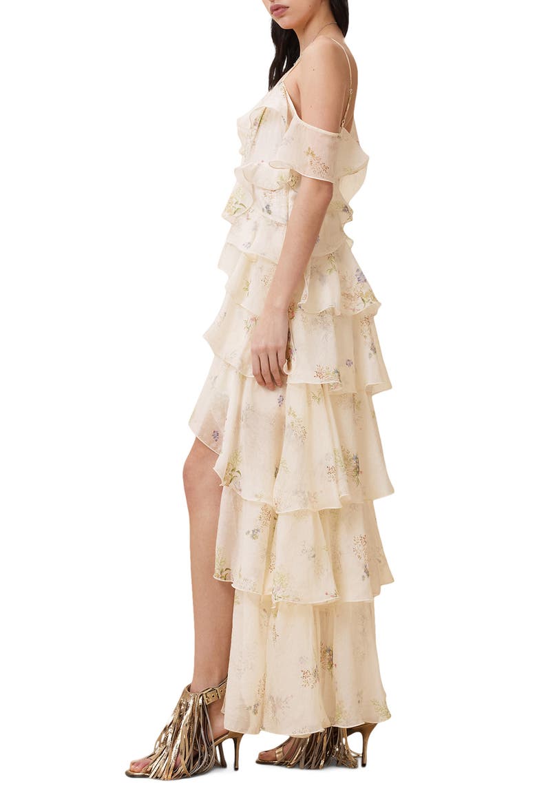 tiered satin charmeuse ruffle high low dress Francesca's Lora Satin Ruffle Tiered Maxi Dress at Hamilton Place in Chattanooga, TN