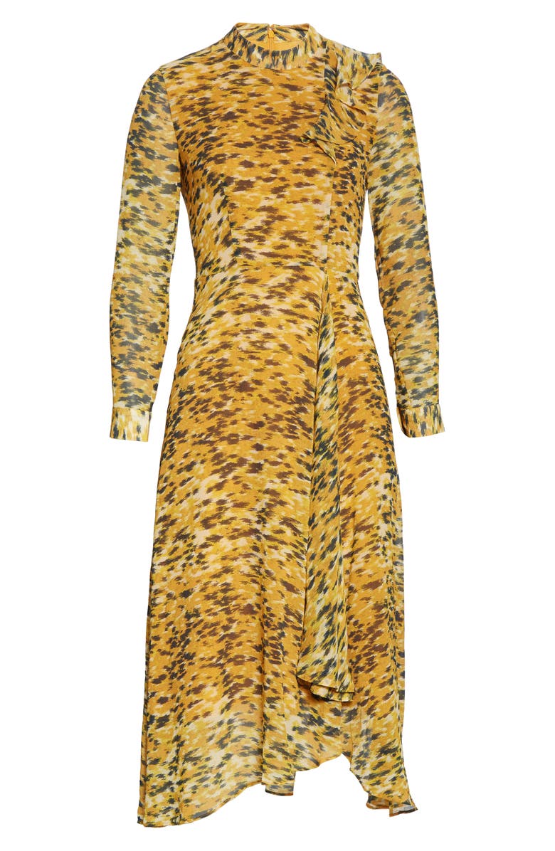 Whistles Ines Ikat Animal Print Long Sleeve Dress, Alternate, color, 