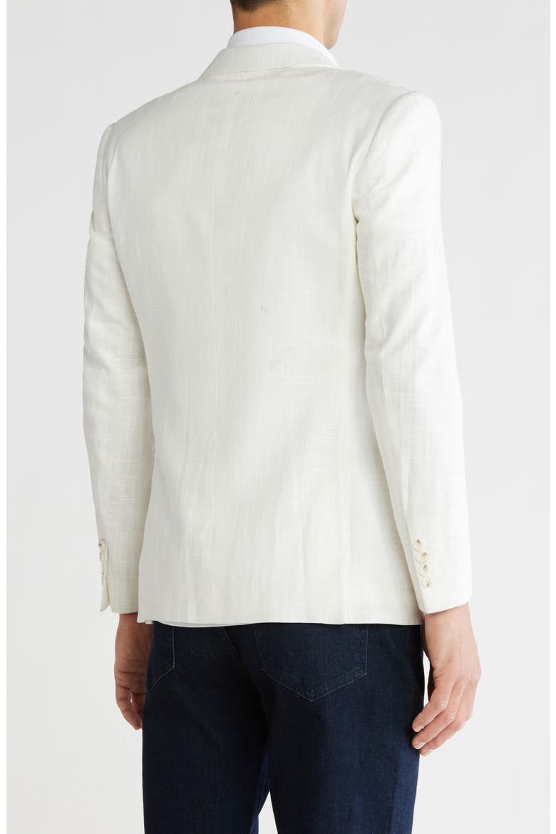 Slim Fit Wax Linen Blazer, Alternate, color, WHITE