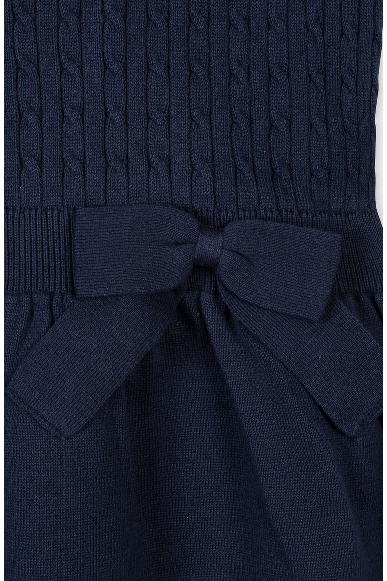 Kids' Organic Short Sleeve Cable Sweater Dress, Alternate, color, Navy Cable