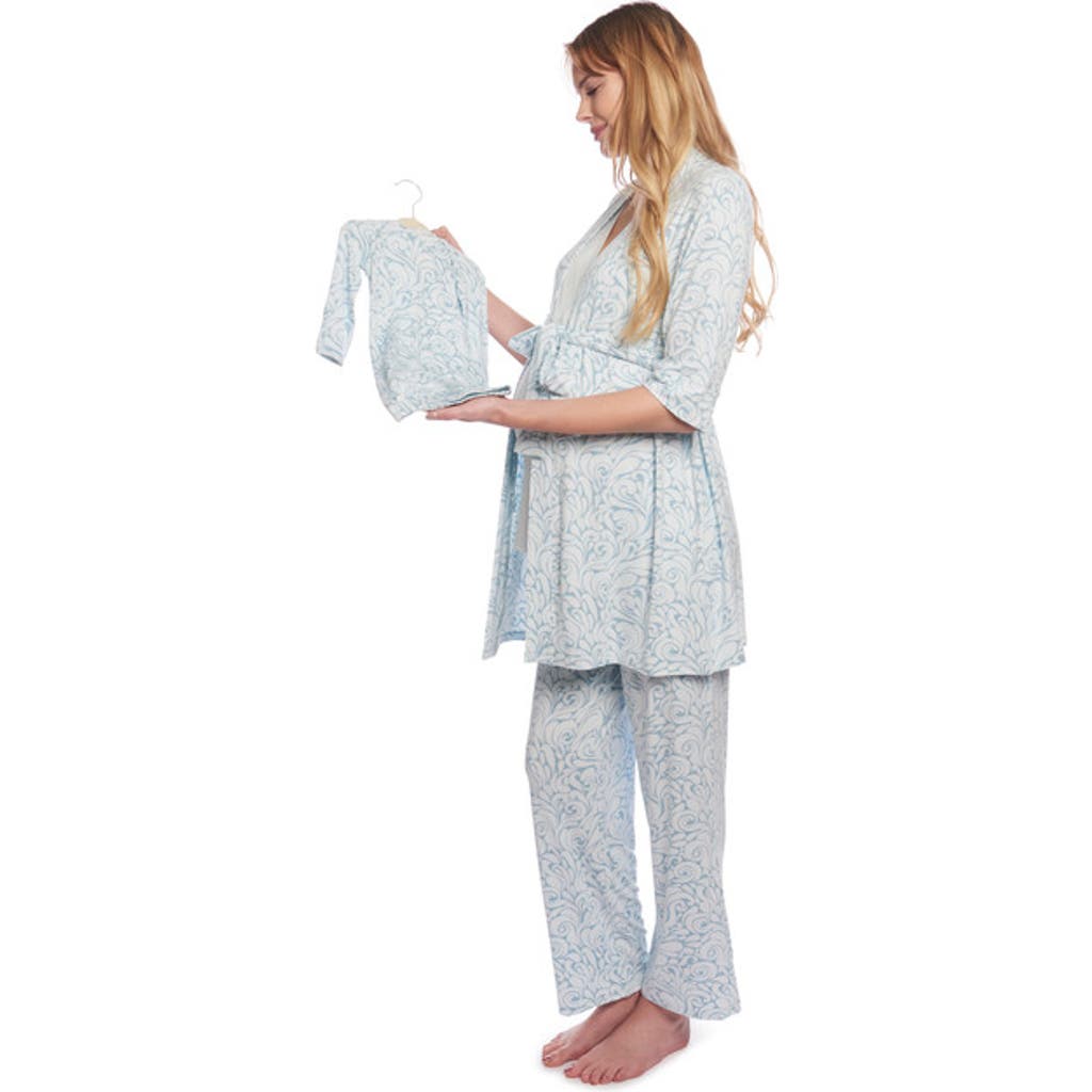 Everly Grey Analise During & After 5-piece Maternity/nursing Sleep Set For Mom & Baby In Gray