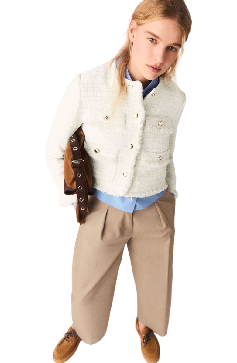 maje Short tweed jacket, Alternate, color, Ecru