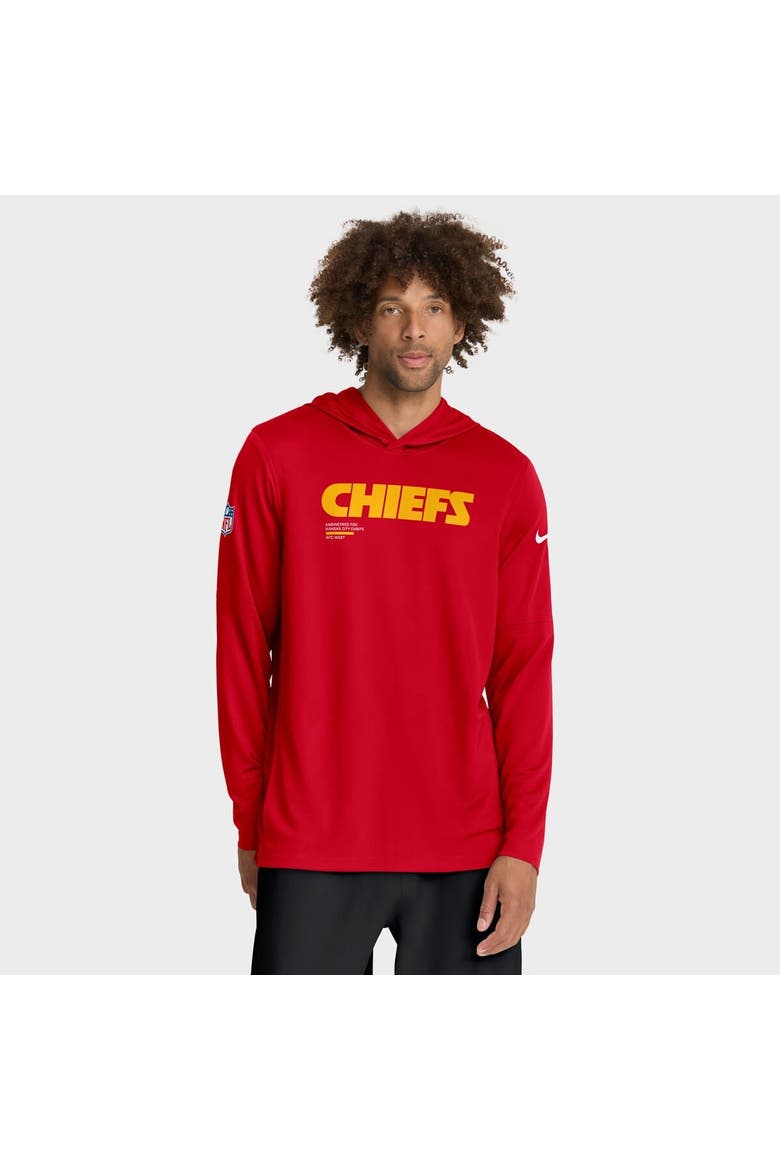 Men's Nike Red Kansas City Chiefs Sideline Pure Fury Performance Long Sleeve Hoodie T-Shirt, Alternate, color, Red