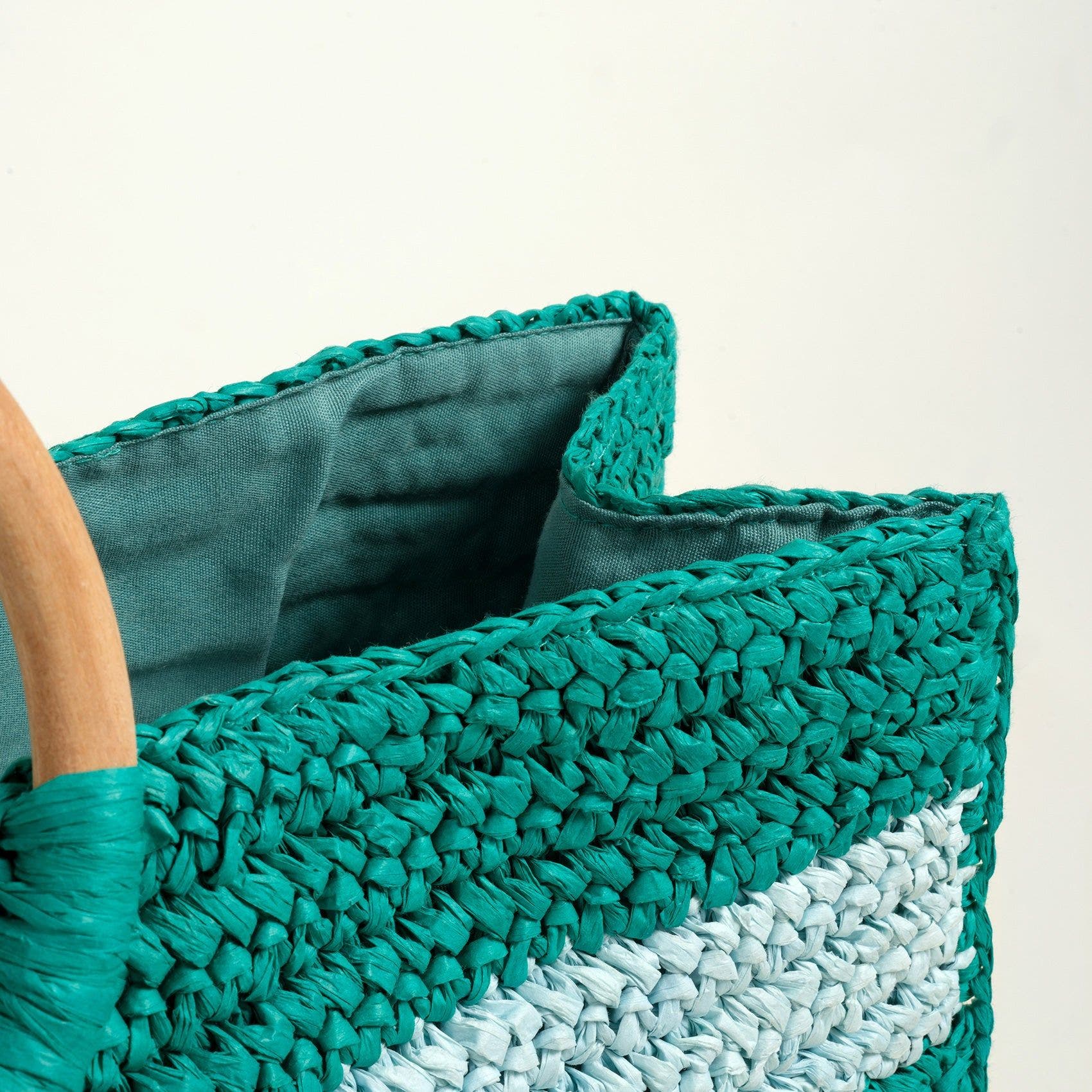 Zsa Zsa Zsu Delhi 100% Raffia Tote Bag 17X11 In, Alternate, color, Blue-Green