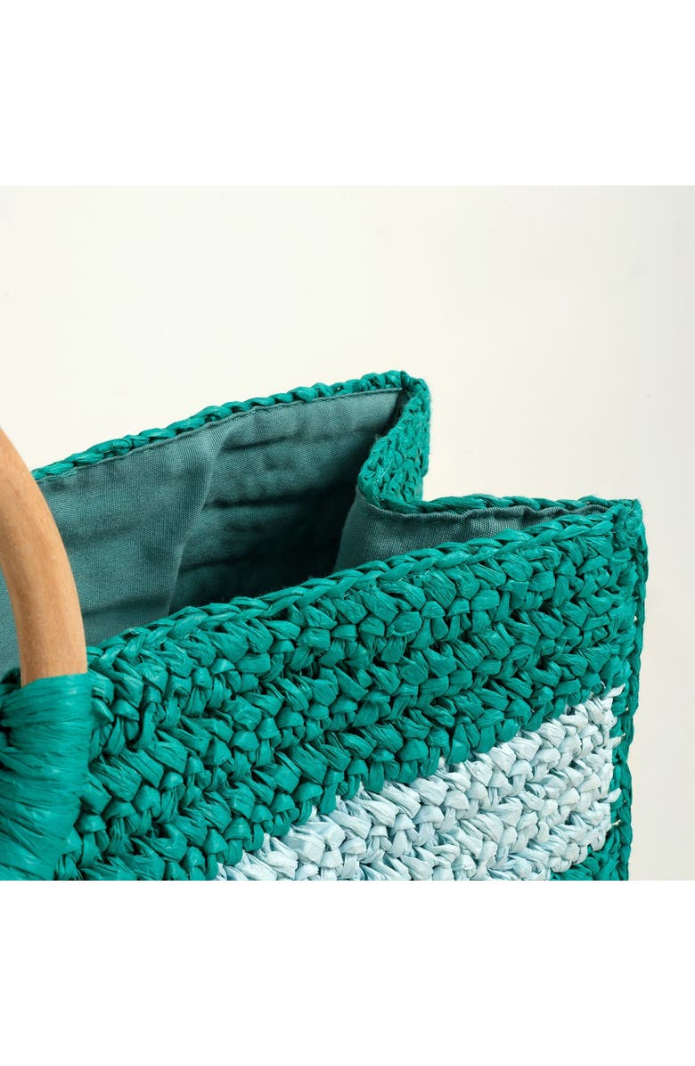 Zsa Zsa Zsu Delhi 100% Raffia Tote Bag 17X11 In, Alternate, color, Blue-Green