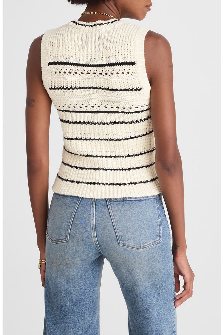 Stripe Cotton Sweater Vest, Alternate, color, JET BLACK MINI STRIPE