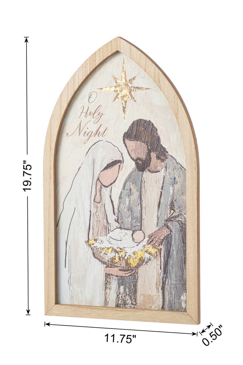Wooden Gold Foil Nativity Scene Wall Decor, Alternate, color, Gold
