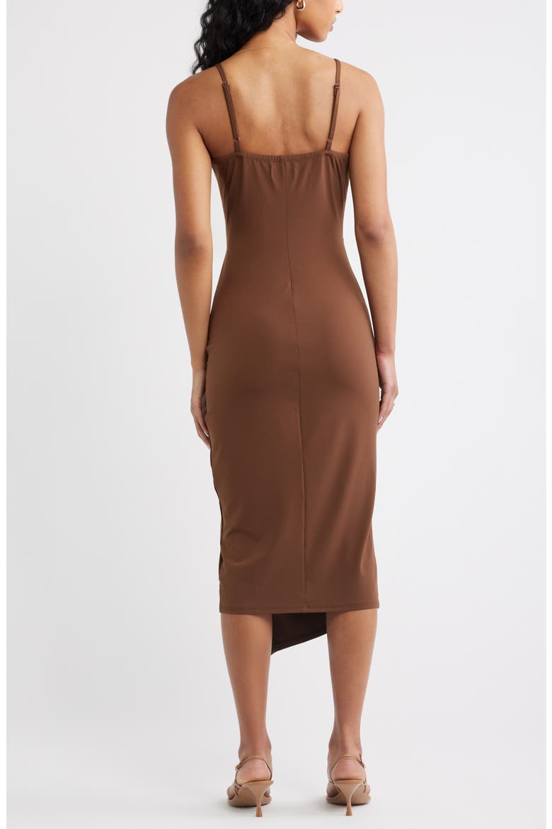 Side Twist Midi Dress, Alternate, color, BROWN TERRA