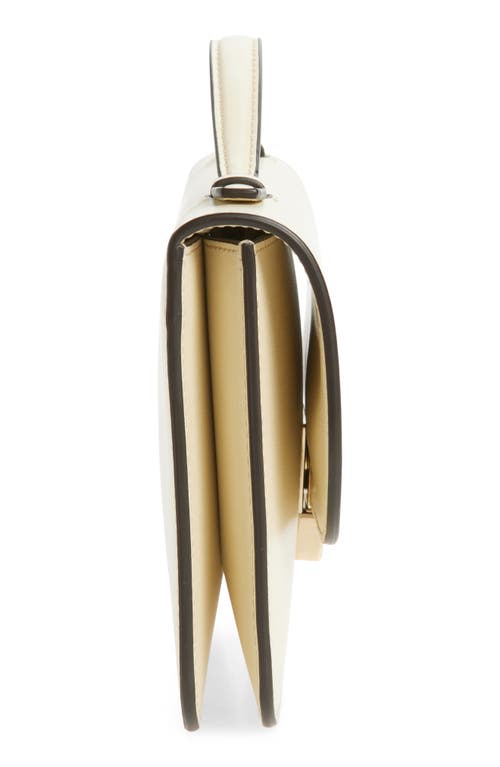 Victoria Beckham Midi Dorian Leather Top Handle Pouchette Bag In Neutral