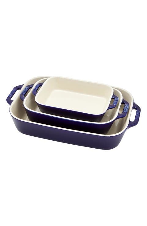 3-Piece Ceramic Rectangular Baking Dishes