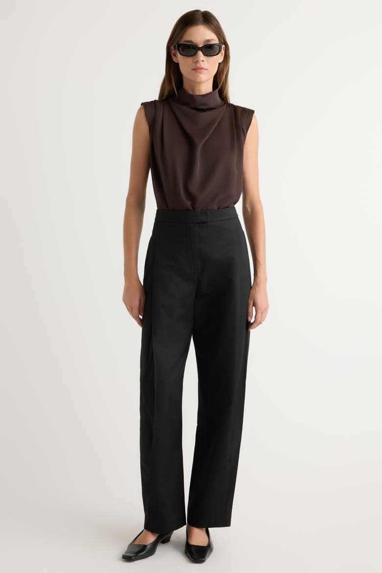 Allegra Gathered-Neck Sleeveless Blouse, Alternate, color, Plum