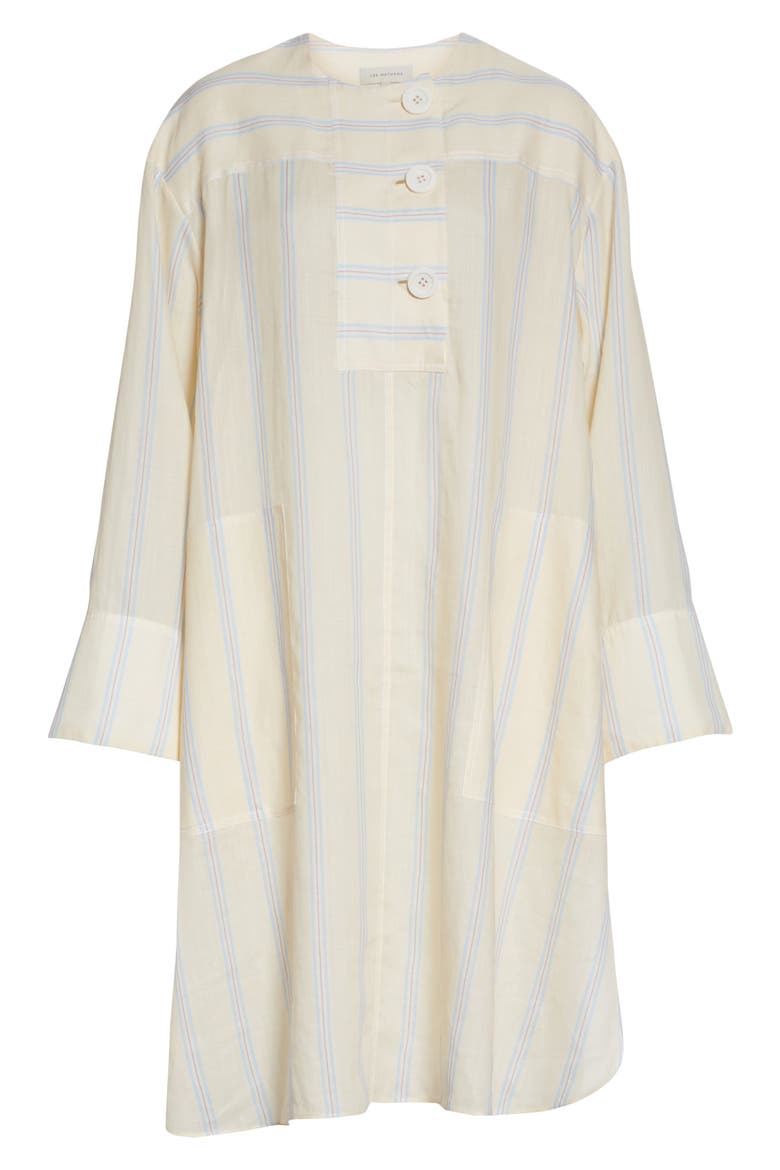 Granada Stripe Long Sleeve Ramie Dress, Alternate, color, LEMON