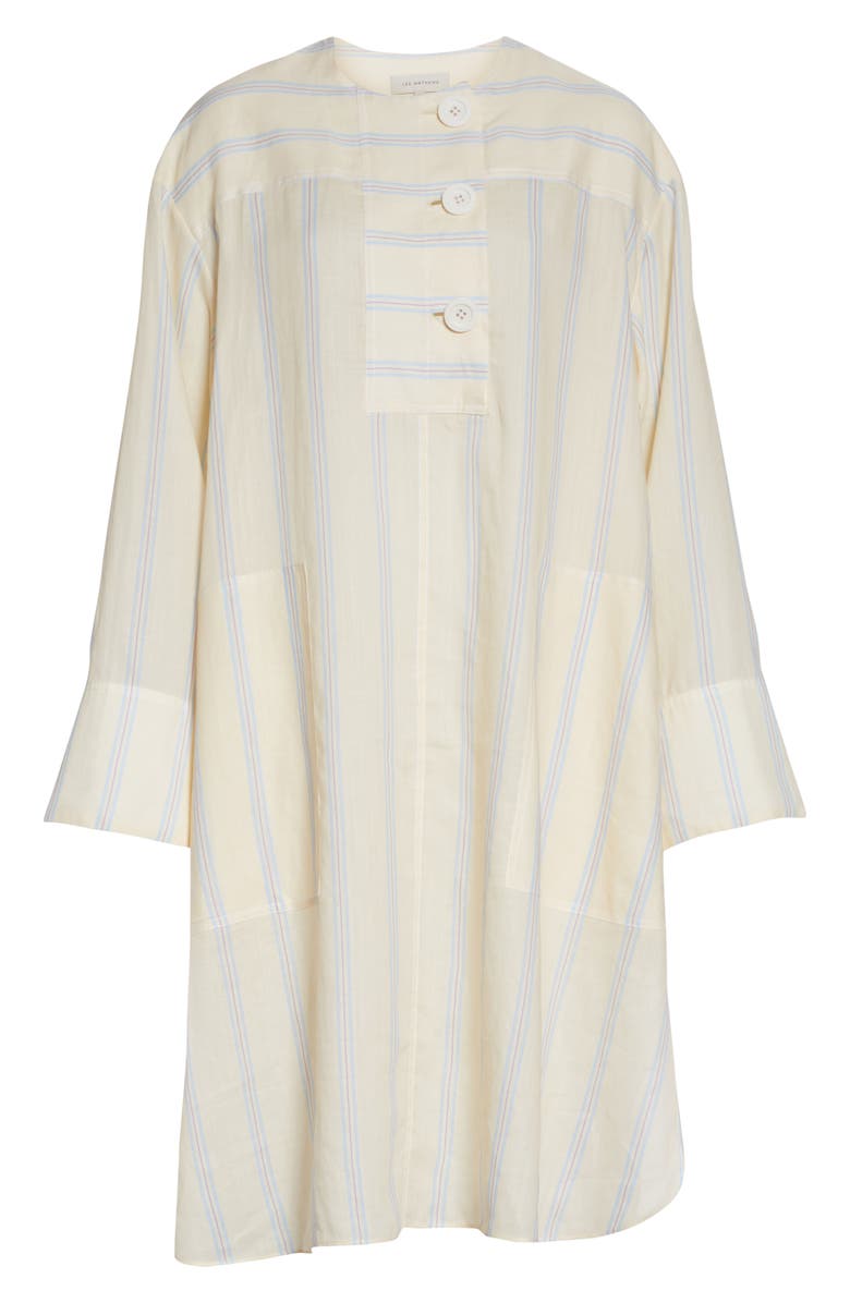 Lee Mathews Granada Stripe Long Sleeve Ramie Dress, Alternate, color,