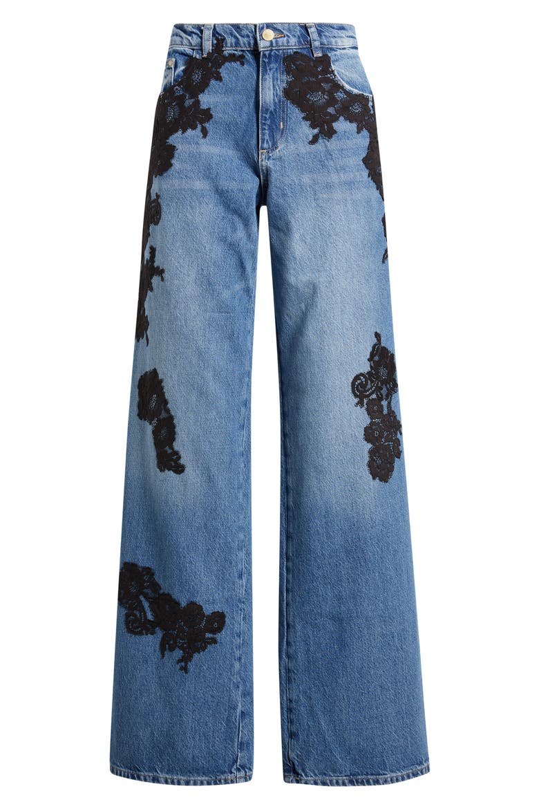 Bambie Lace Appliqué Jeans, Alternate, color, HEIRLOOM INDIGO