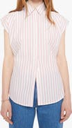 MOTHER The Cap Game Stripe Cotton Button-Up Shirt