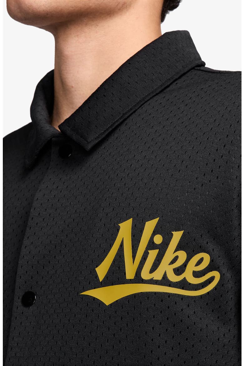 Logo Detail Mesh Coach Jacket, Alternate, color, BLACK/ SAFFRON QUARTZ
