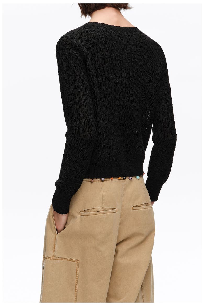 Straight Cardigan With Stones, Alternate, color, BLACK