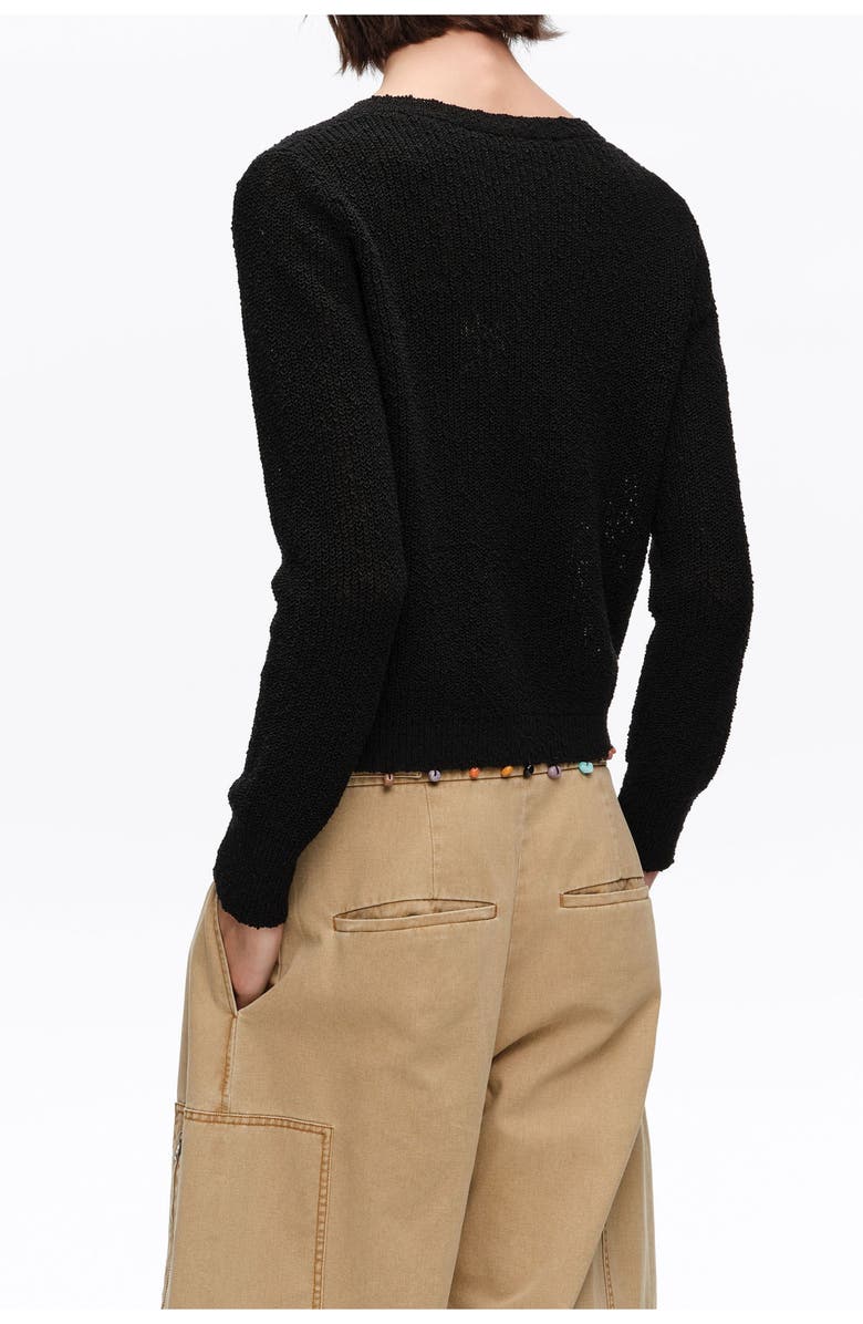 Bimba y Lola Straight Cardigan With Stones, Alternate, color, Black