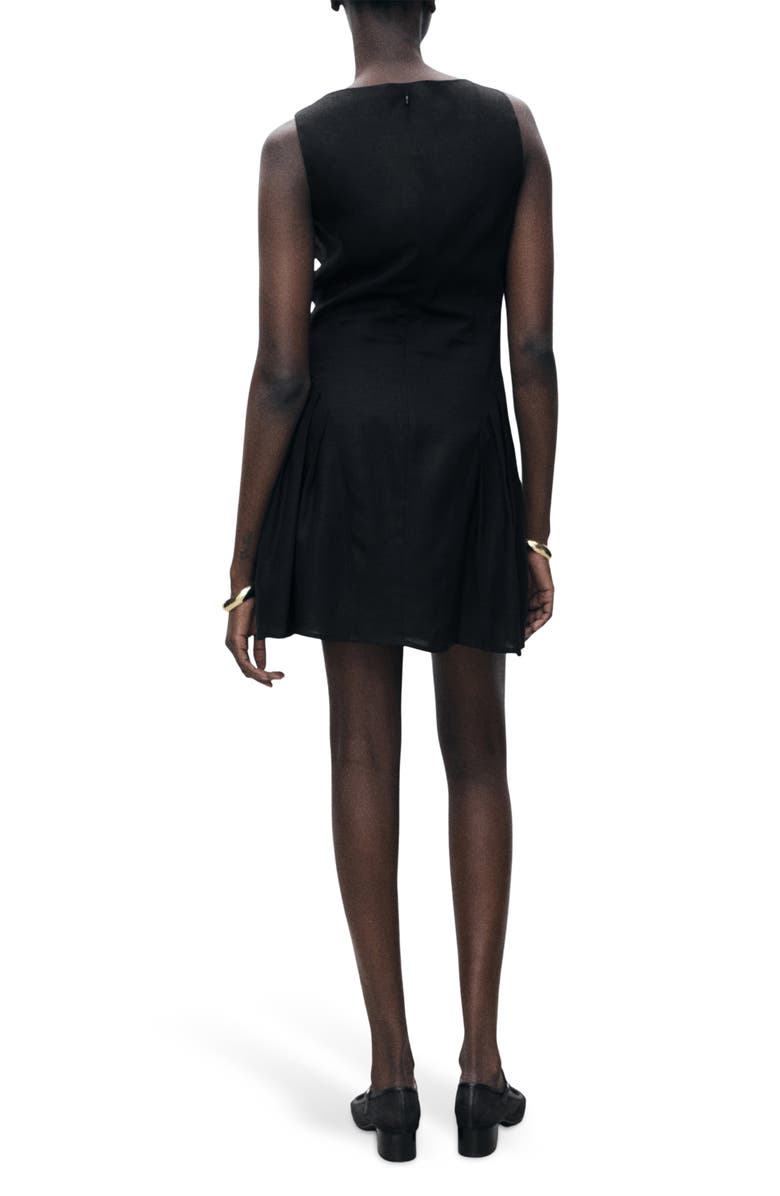 MANGO Pleated Sleeveless Dress, Alternate, color, Black