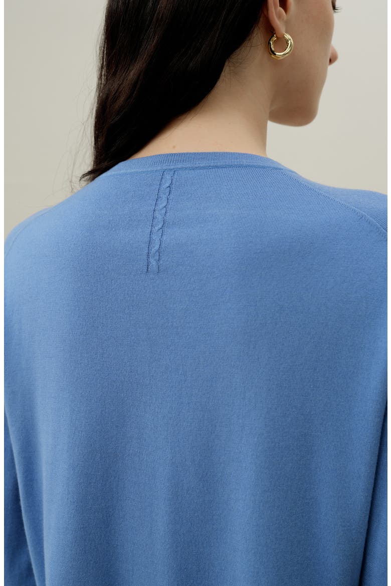 Women's Round-Neck Silk Cashmere Cardigan, Alternate, color, Azure
