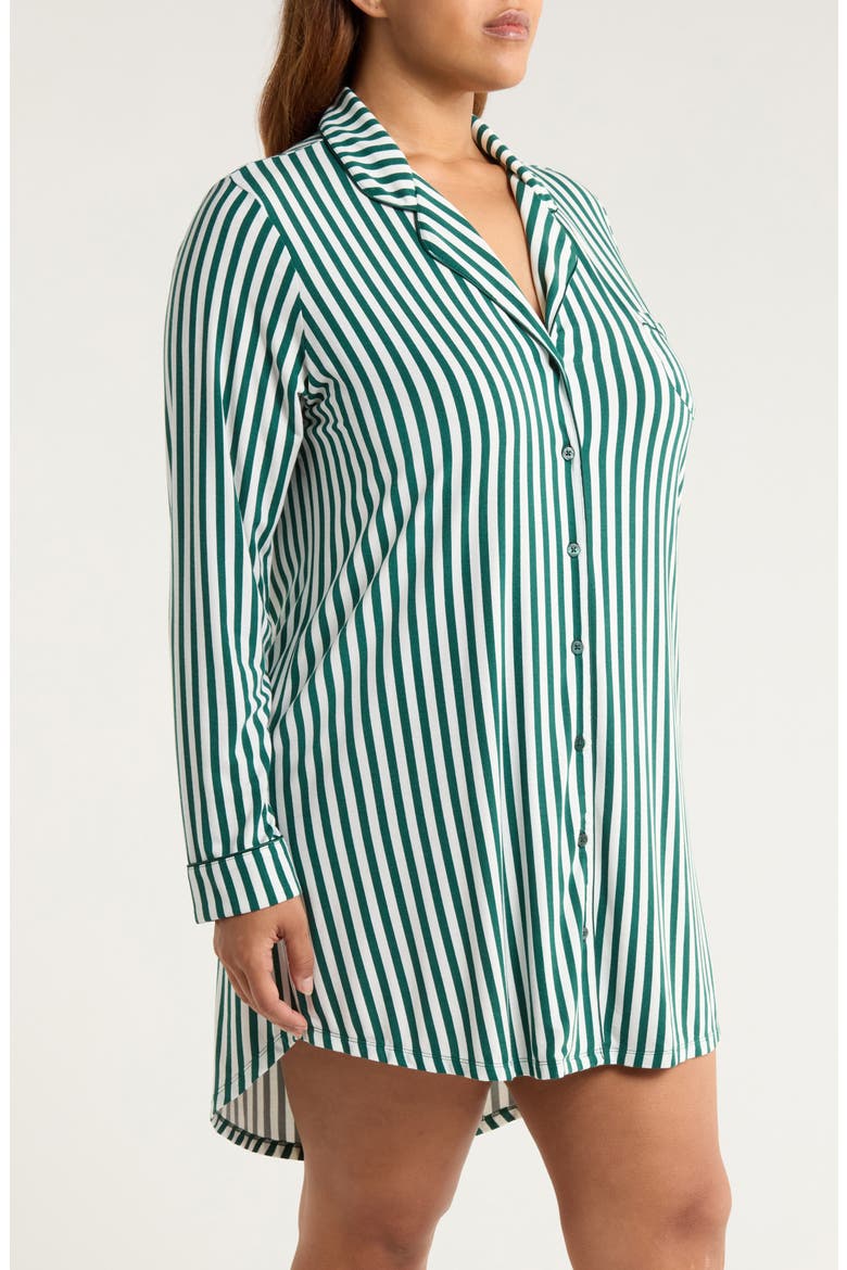 Moonlight Nightshirt, Alternate, color, GREEN- IVORY SIMPLE STRIPE