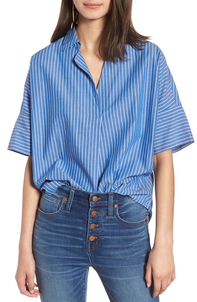 Madewell Courier Stripe Button Back Shirt, Main, color,