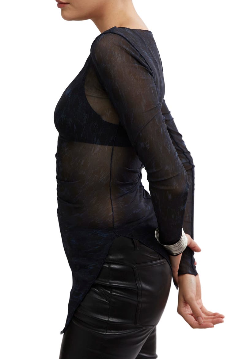 Something Extra Animal Print Semisheer Mesh Tunic, Alternate, color, RAVEN COMBO