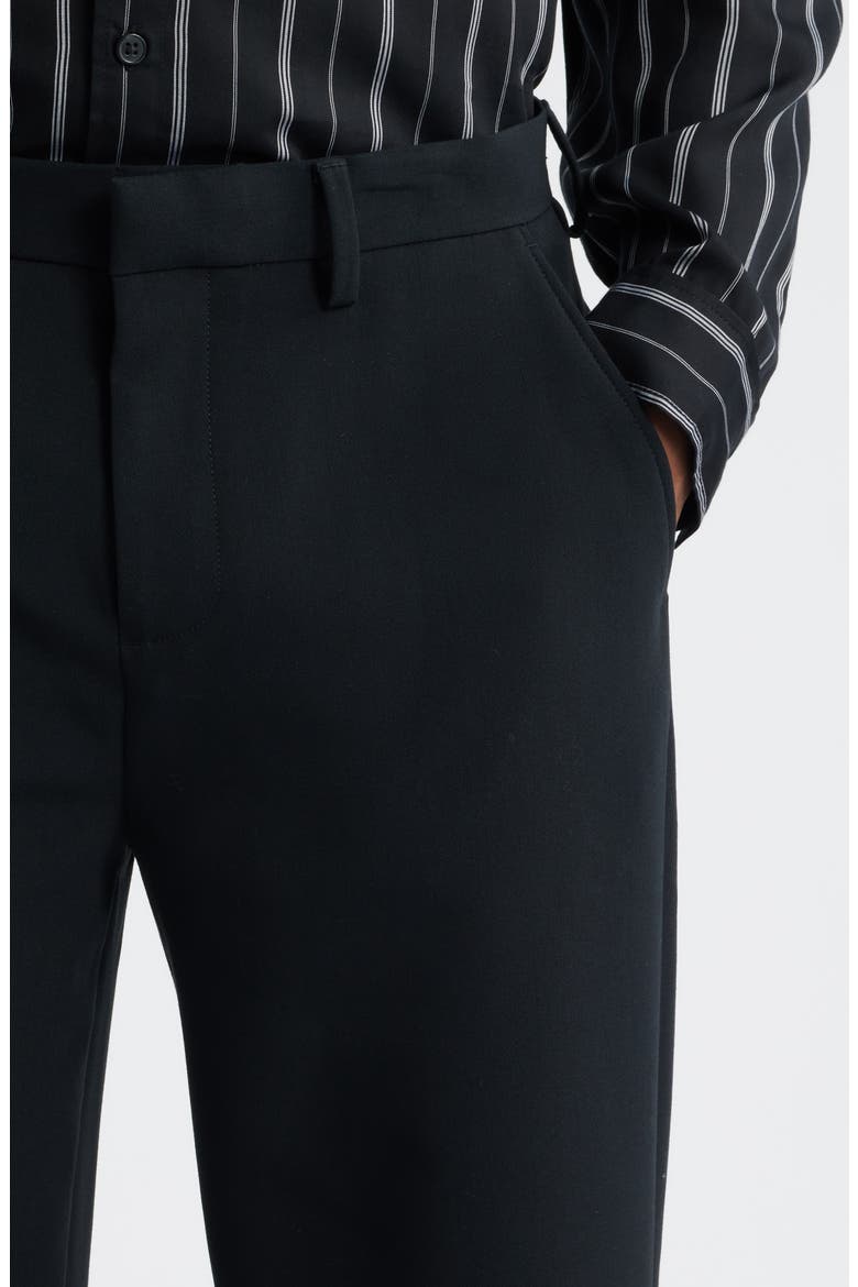 Flat Front Tapered Stretch Twill Dress Pants, Alternate, color, BLACK CAVIAR