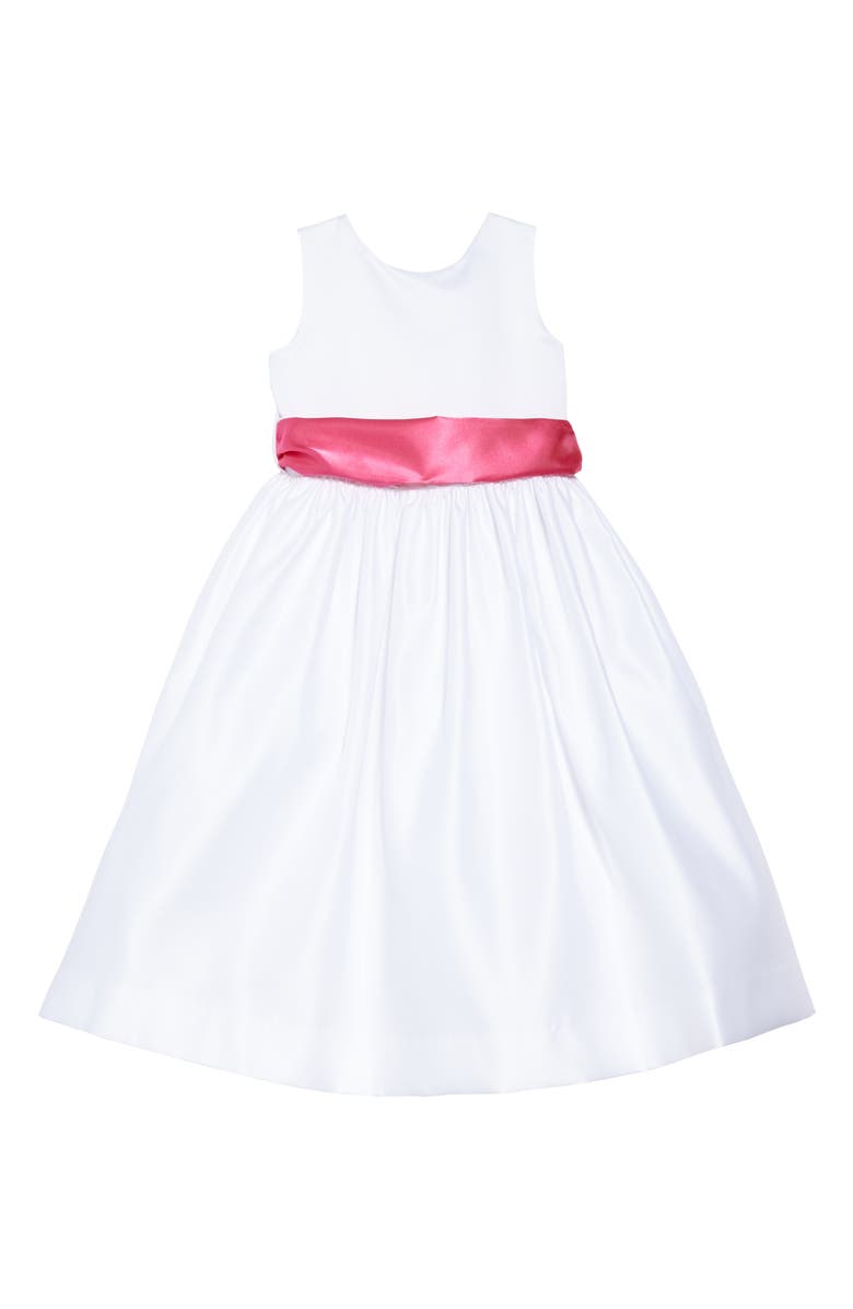 Us Angels Kids' White Tank Communion Dress with Satin Sash, Main, color, 