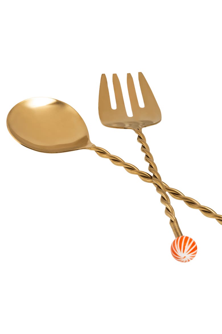 Rampur Steel Salad Serving Set Cheerland Set of 2, Alternate, color, Gold