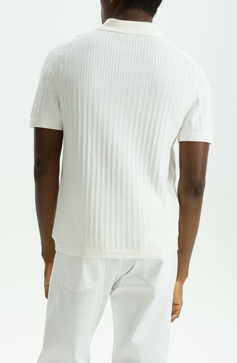 Cable Short Sleeve Cotton Blend Polo Sweater