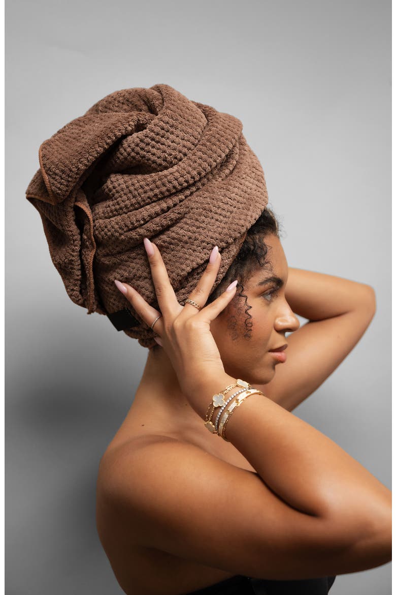 Confident Crown Extra Large Hair Towel, Alternate, color, BROWN