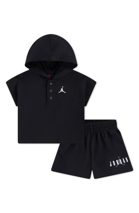 French Terry Henley Hoodie & Sweat Shorts Set