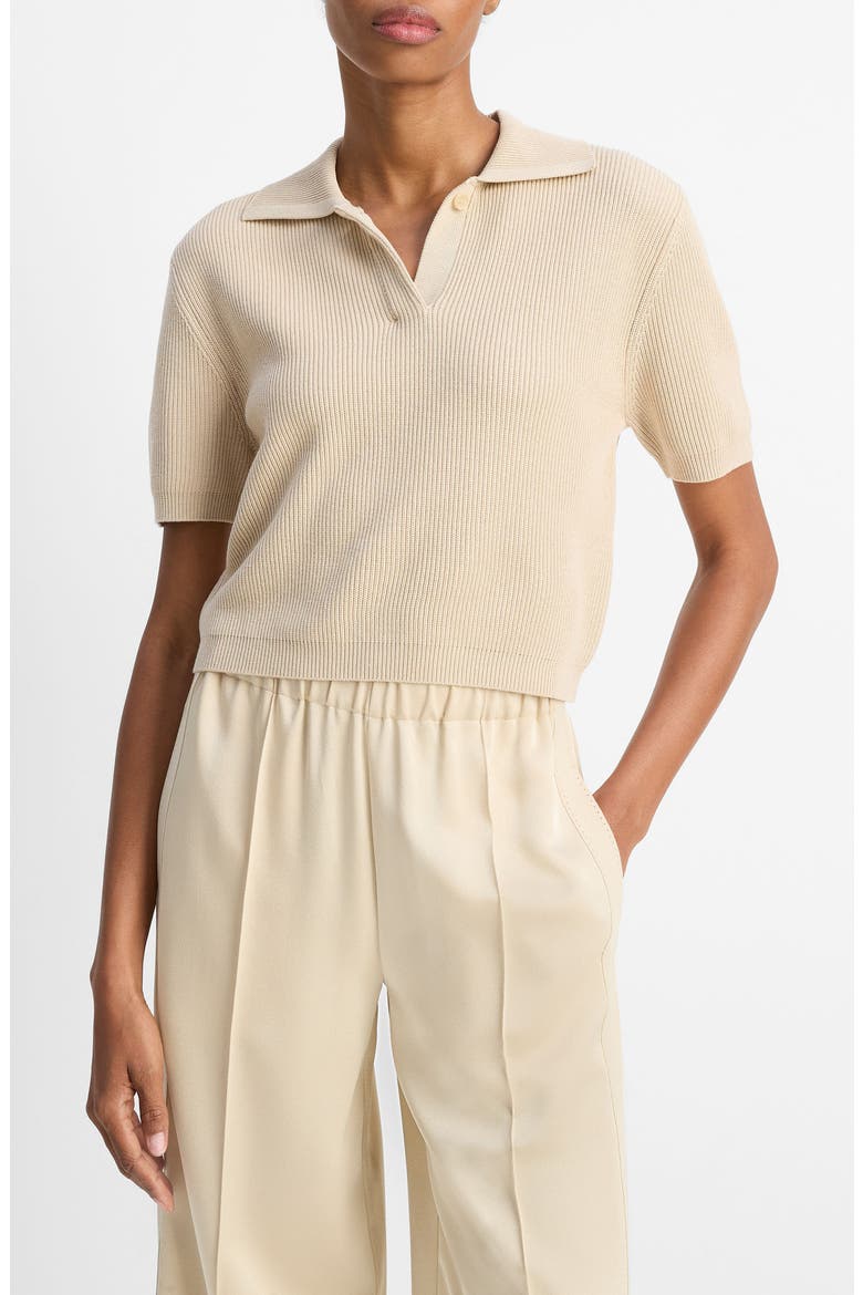 Rib Silk & Cotton Polo, Main, color, PALE CANYON