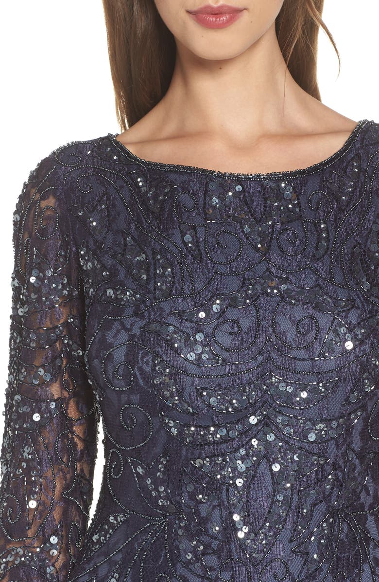 Pisarro Nights Beaded Lace Gown, Alternate, color, 