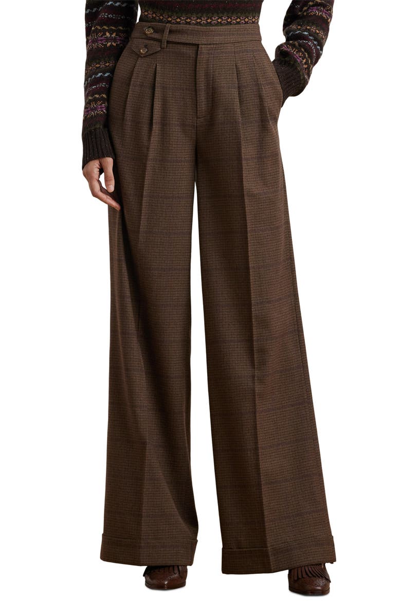 Lauren Ralph Lauren Check Wool Wide Leg Pants | Nordstrom