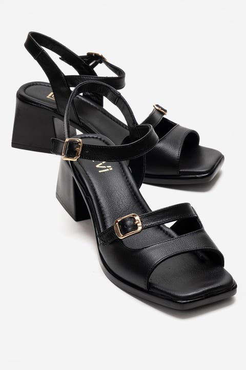 Yolen Leather Block Heel Sandal
