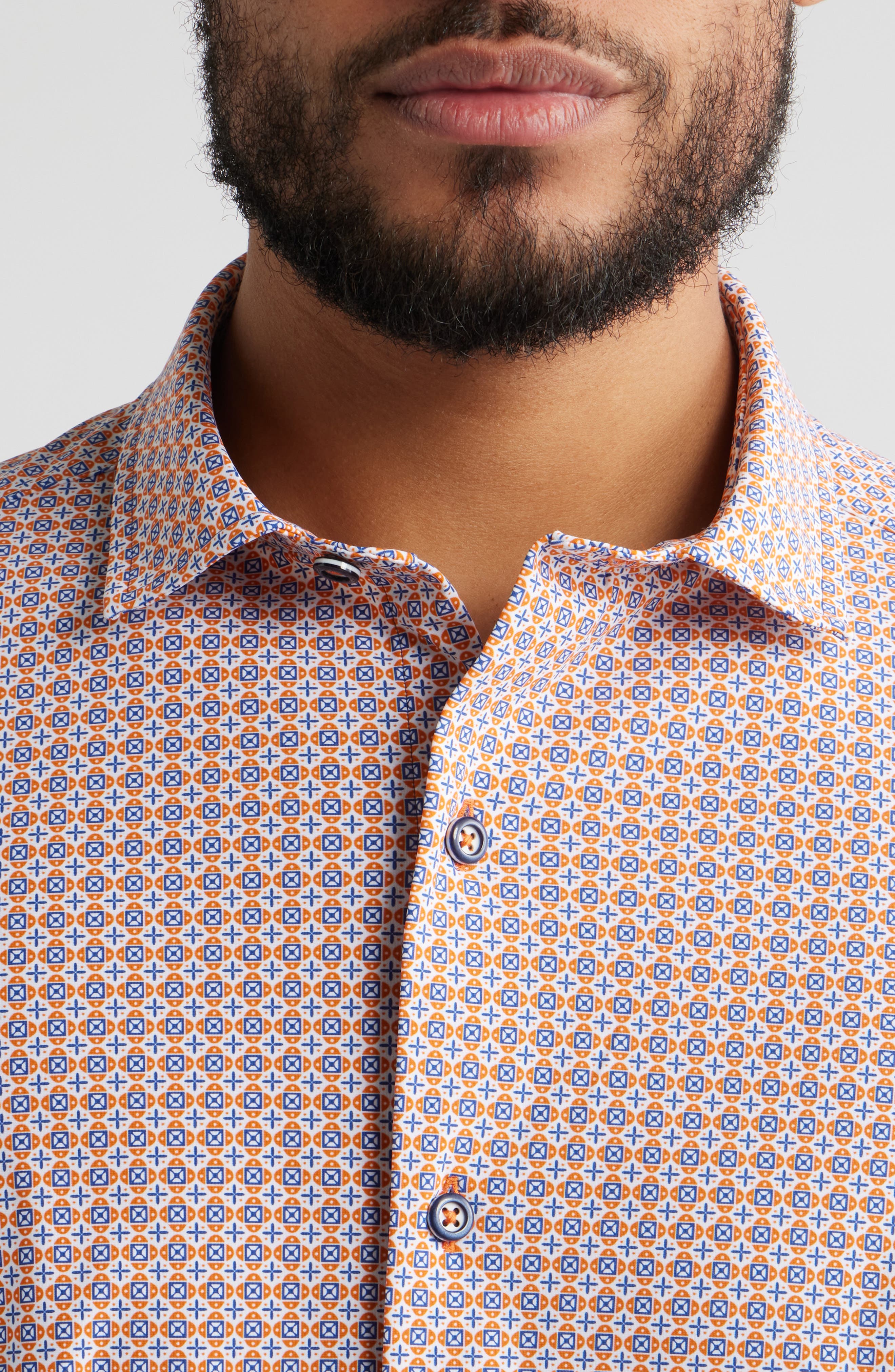 XC+ Motion Geo Print Short-Sleeve Performance Knit Button-Up Shirt - image 2