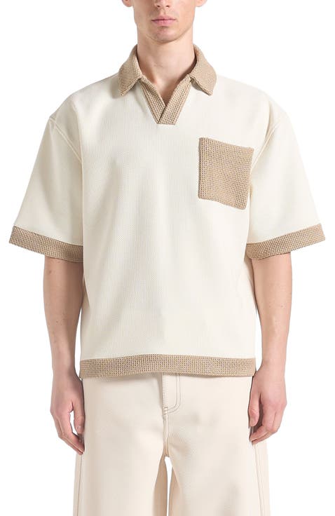 Brice Boxy Polo Shirt with Crochet Detail