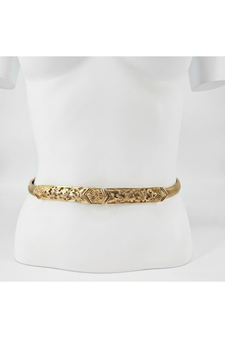 Vintage 1970s Gold-Tone Stretch Snake Belt, Alternate, color, Gold