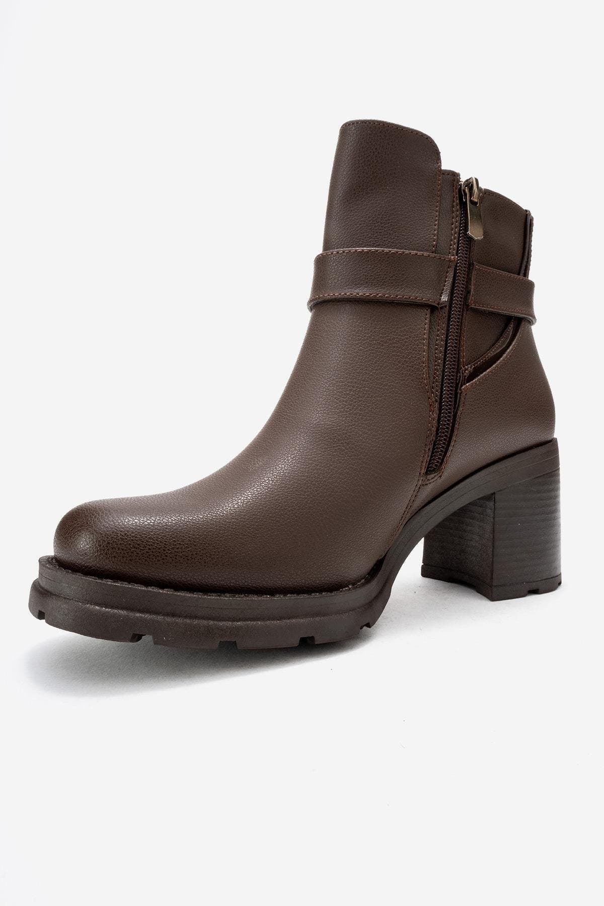 Prologue Shoes Heile Buckle Block Heel Boot, Alternate, color, Brown