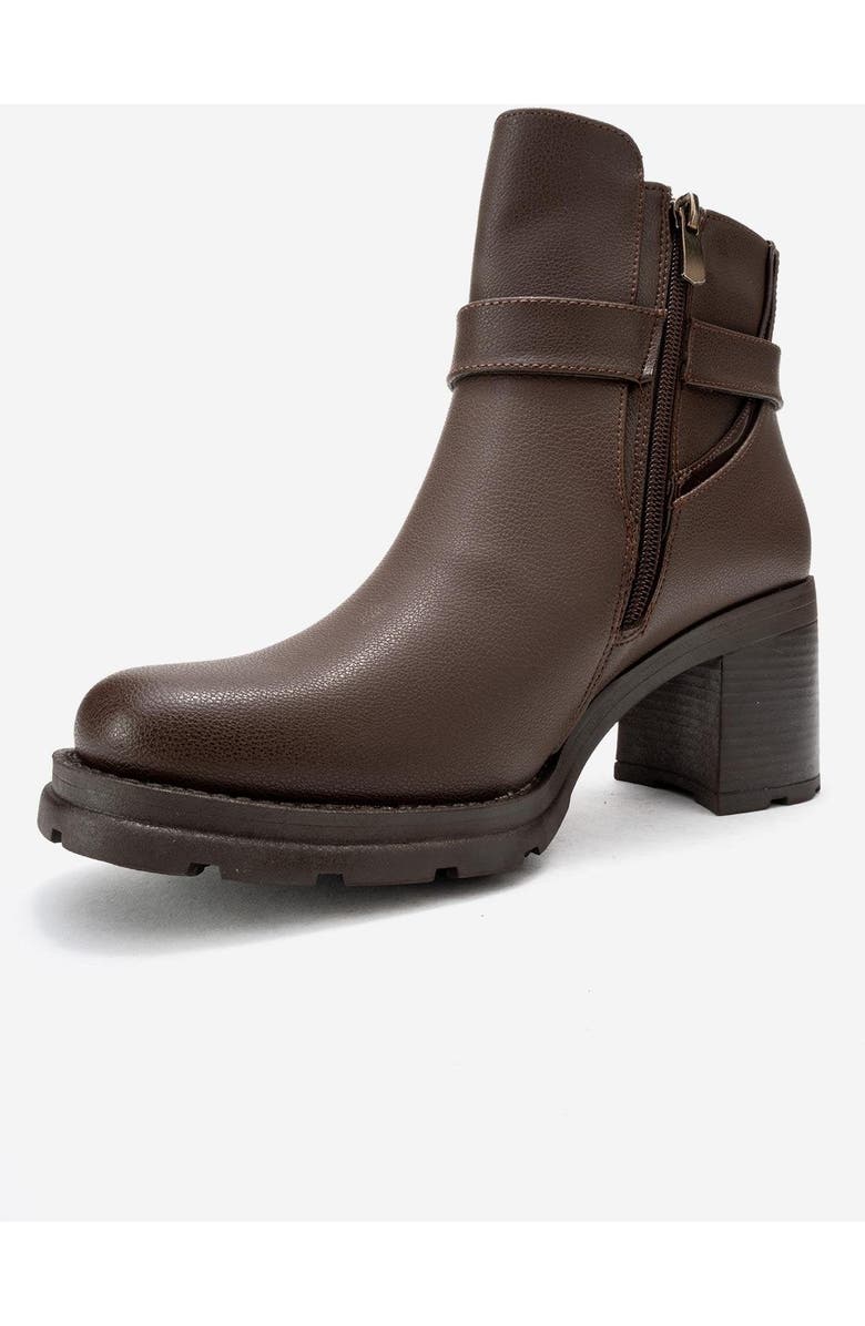 Prologue Shoes Heile Buckle Block Heel Boot, Alternate, color, Brown