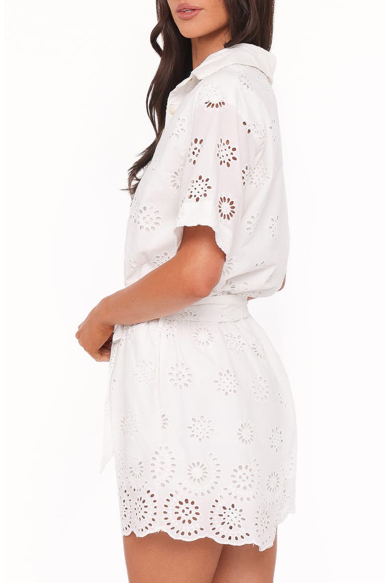 Jamie Tie Front Cotton Romper, Alternate, color, WHITE BRODERIE