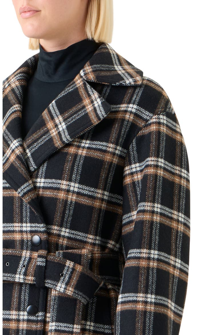 Plaid Double Face Wool Blend Trench Coat, Alternate, color, BLACK-CAMEL-CREAM