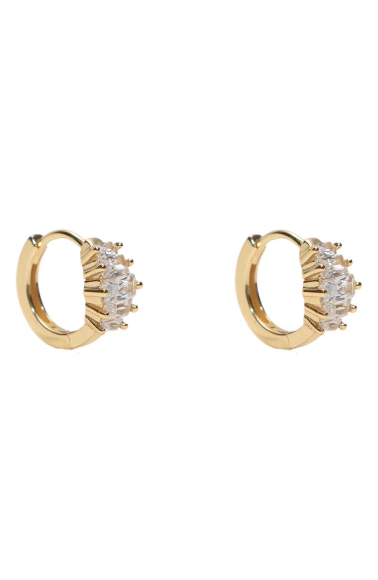 Argento Vivo Sterling Silver Cubic Zirconia Huggie Hoop Earrings, Main, color, Gold