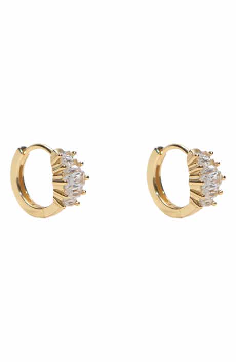 Argento Vivo Sterling Silver Cubic Zirconia Huggie Hoop Earrings