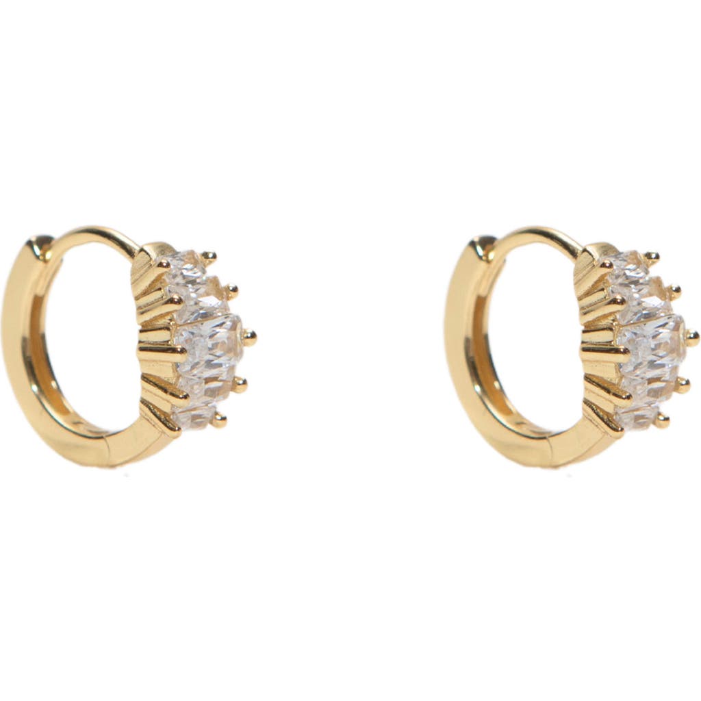Argento Vivo Sterling Silver Cubic Zirconia Huggie Hoop Earrings In Gold